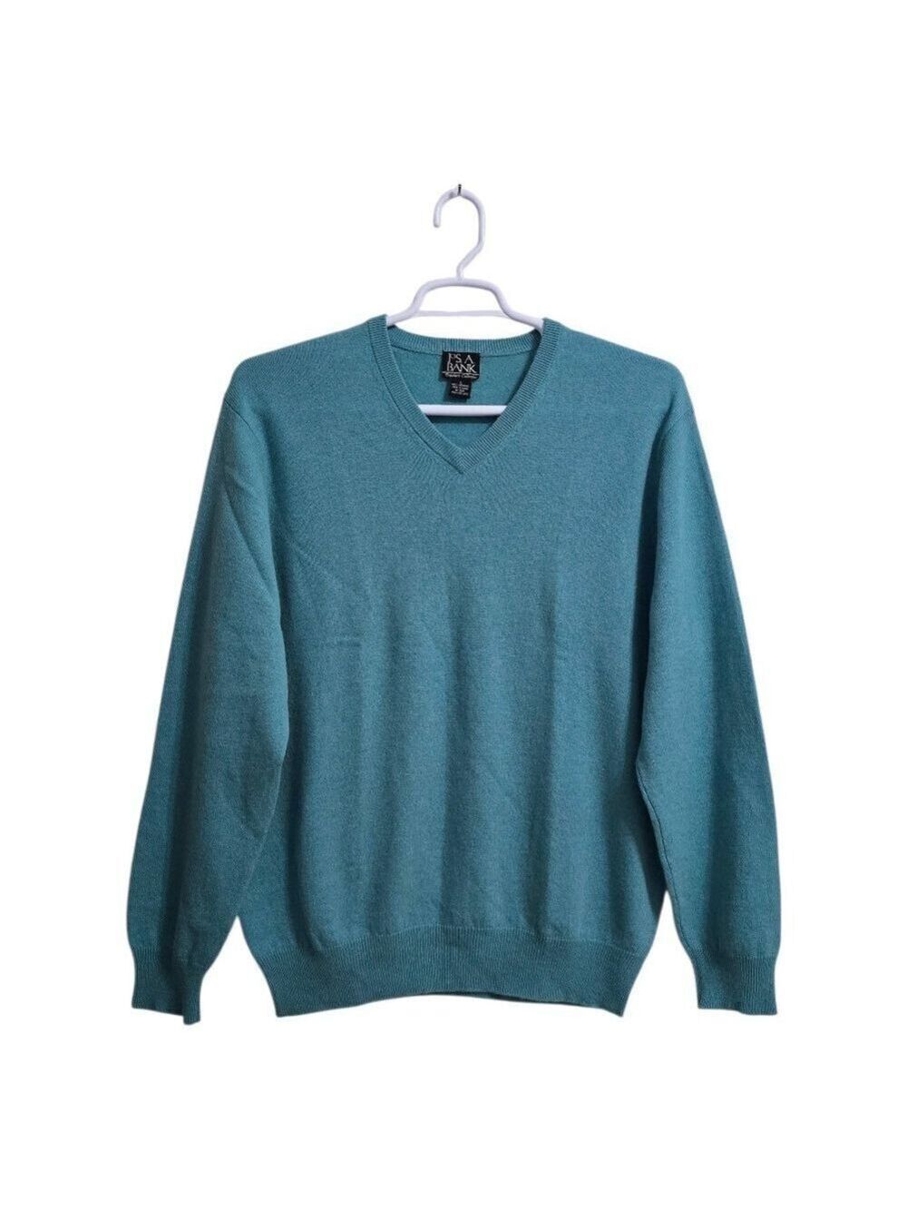 Jos. A. Bank Travelers Collection V-Neck Cashmere Sweater In Teal Sz L